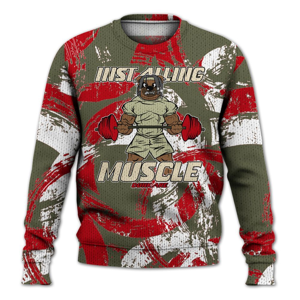 Knitted Sweater To Match Low OG Medium Olive 1s - Installing Muscle Bear Circle Slpash