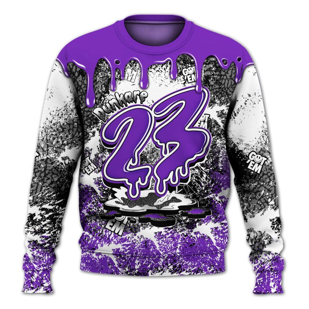 Sweatshirt To Match Retro Dark Iris 3s - Dripping 23 Drip All Over Print