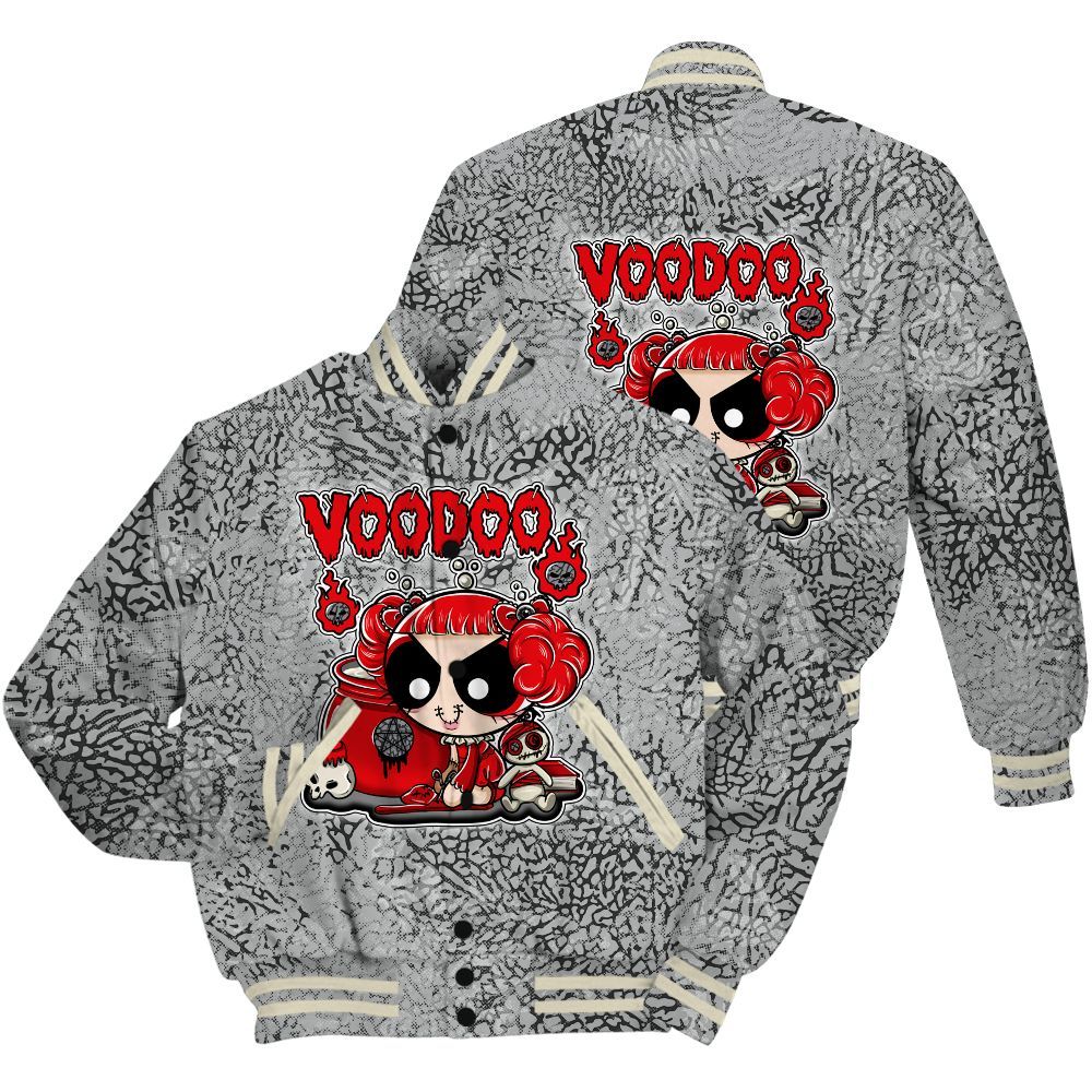 Varsity Jacket To Match Cement Grey 3s Shirt - Voodooz Heart Grunge All Over Print