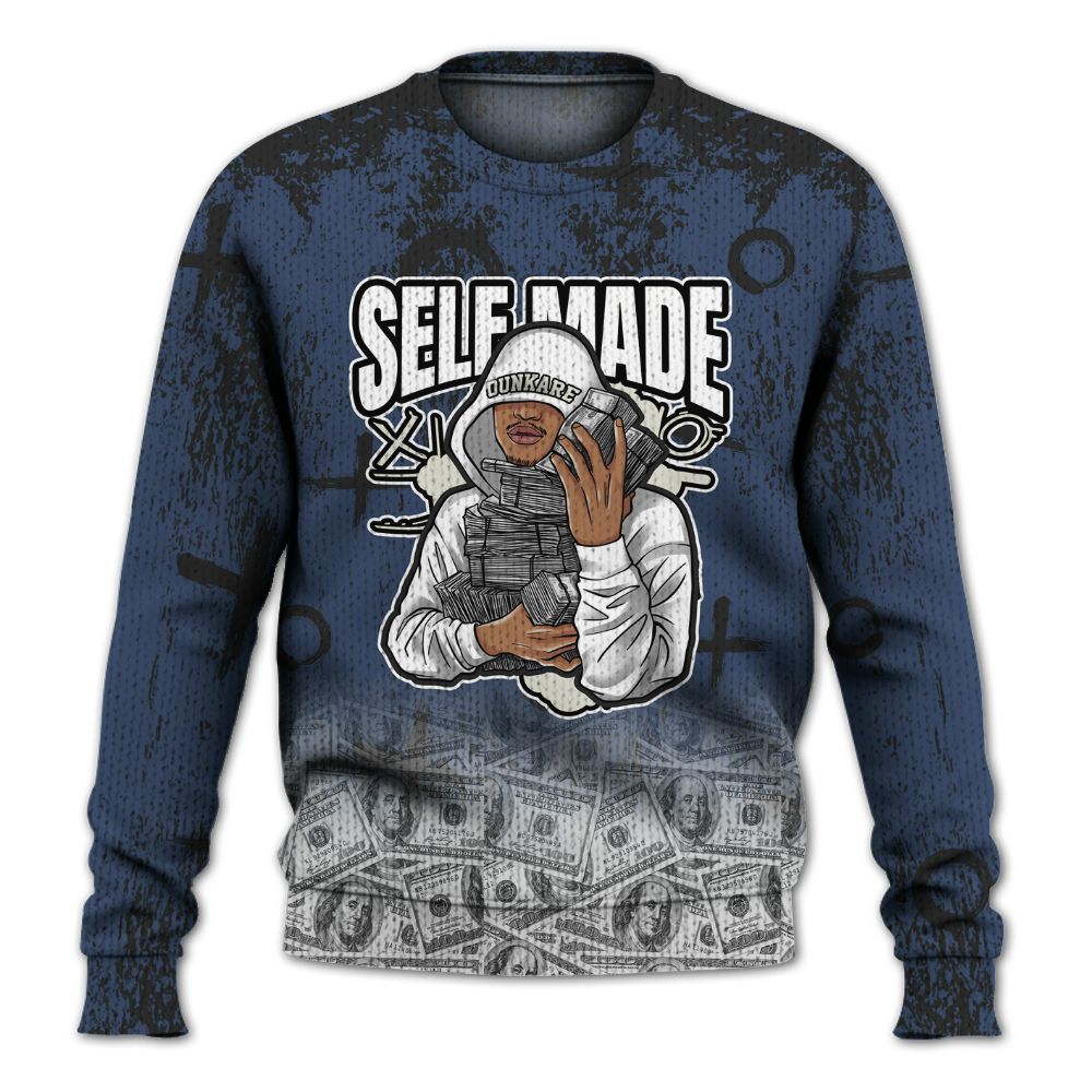 Knitted Sweater To Match Diffused Blue 3s - Selfmade Unique Grunge