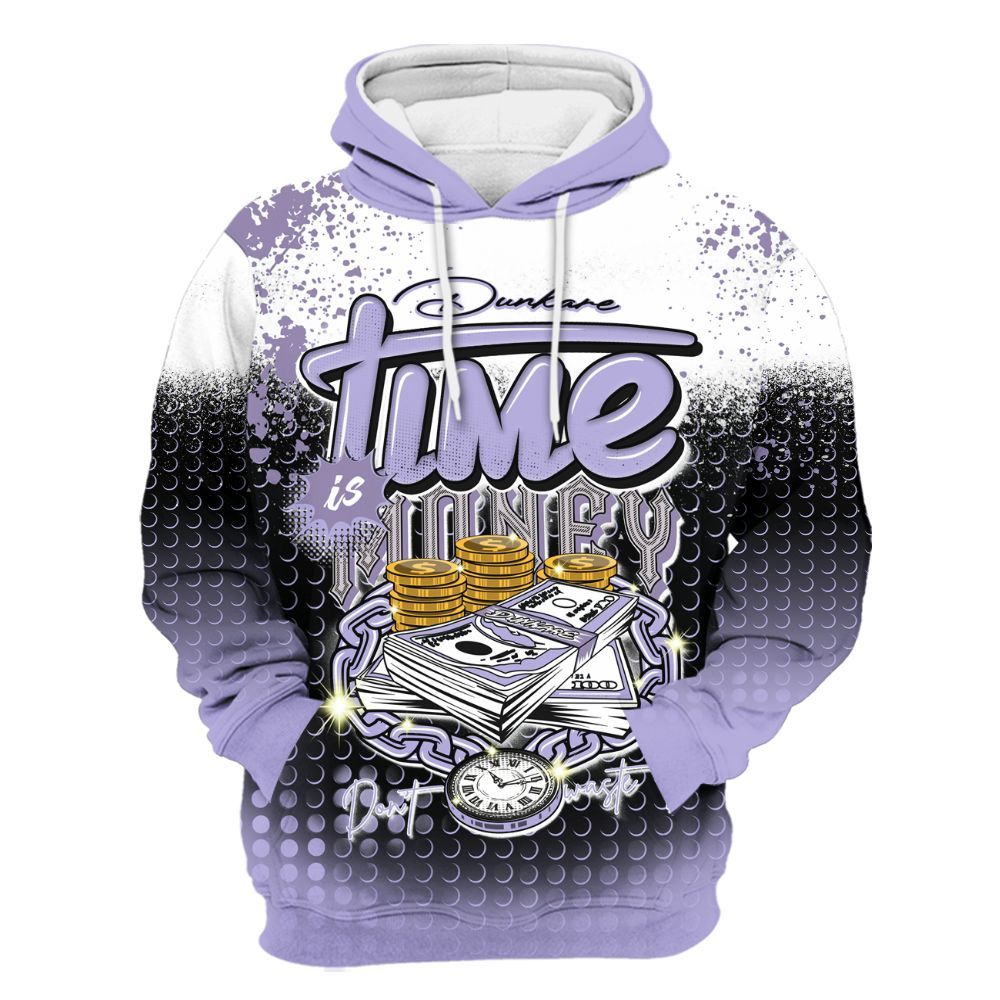 Hoodie To Match Low Pure Violet 11s - Halftone Time Is Money All Over Print