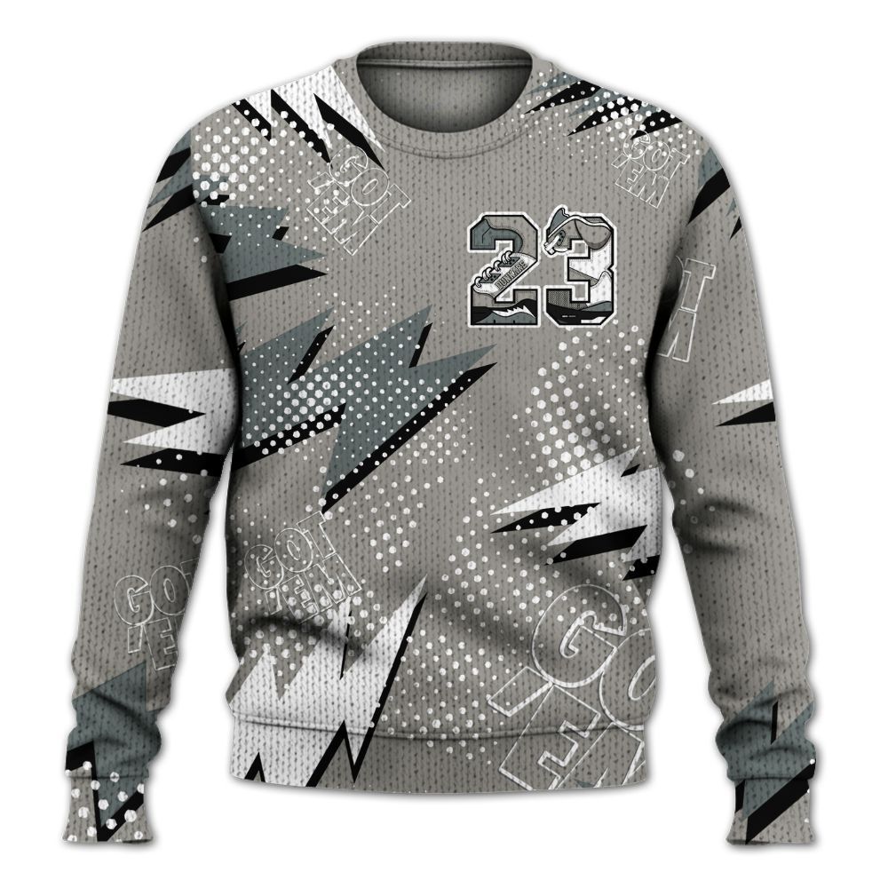 Knitted Sweater To Match Cool Grey 9s - Custom Name Number 23 5s