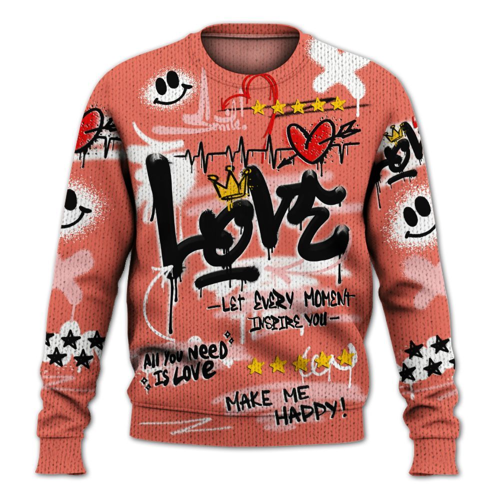 Knitted Sweater To Match Low OG PSG 1s - Happy Love Beats Graffiti Streetwear
