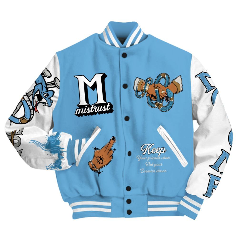 Varsity Jacket To Match SB Dunk Low University Blue Shirt, Trust No One Snake-Bite Street Style All Over Print