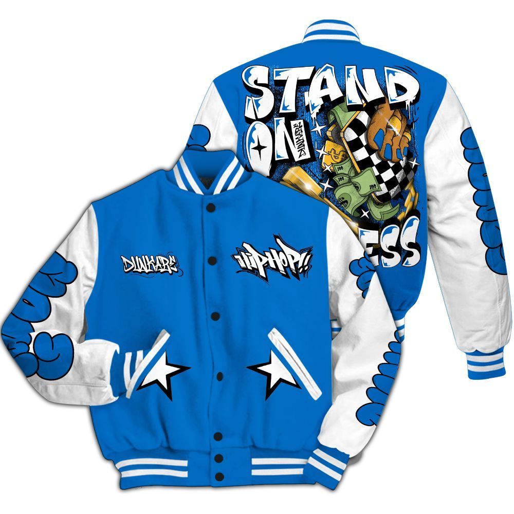 Varsity Jacket To Match Blueberry 12s - Stand Business Graffiti Streetwear All Over Print