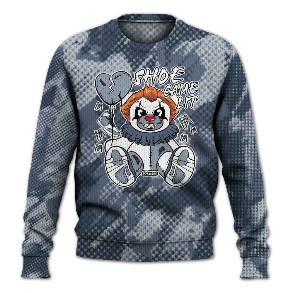 Knitted Sweater To Match Low Diffused Blue 11s - Shoe Game Bear Abstract Halftone