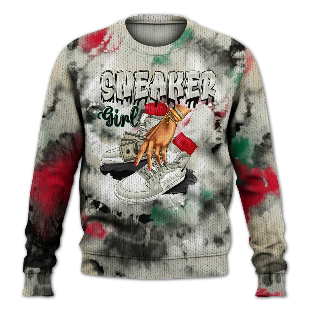 Knitted Sweater To Match El Grito 5s - SNEAKER Girl Money Drip Tie Dye