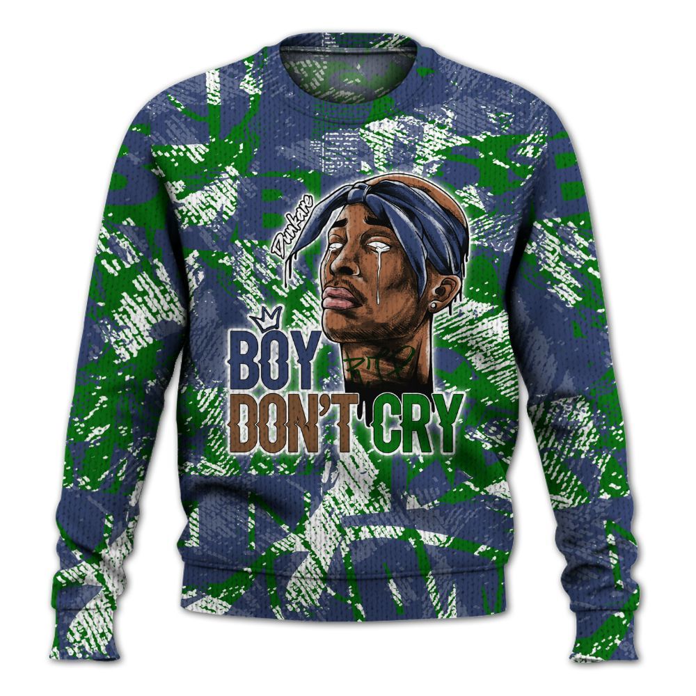 Knitted Sweater To Match Midnight Navy 13s - Boiz Ain't Cry Unique Abstract