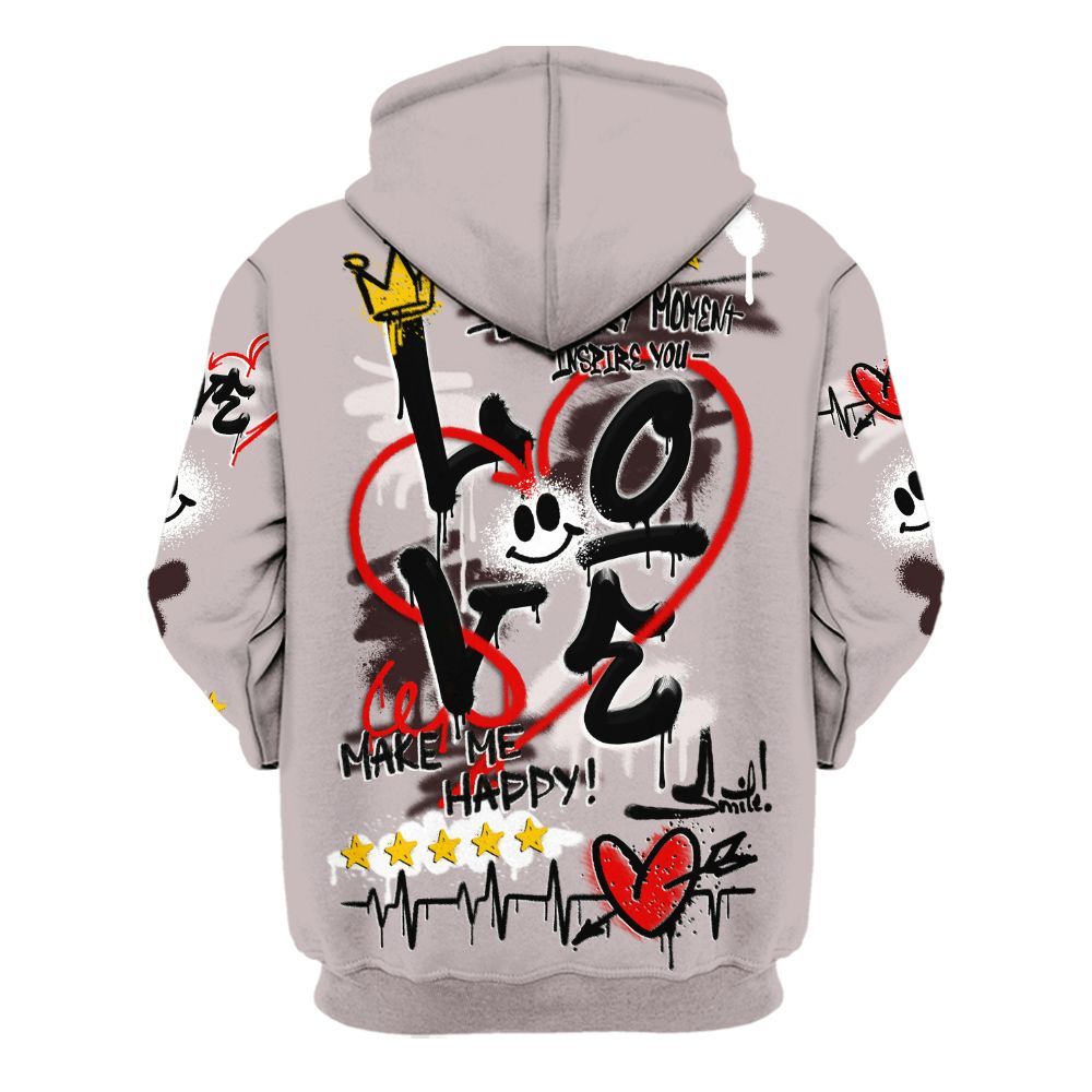 Hoodie To Match AMM Air Smokey Mauve 6s - Happy Love Beats Graffiti Streetwear All Over Print