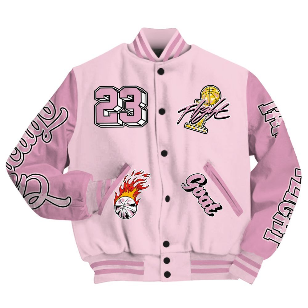 Varsity Jacket To Match Orchid 4s - Number 23 Basketball Bear All Over Print