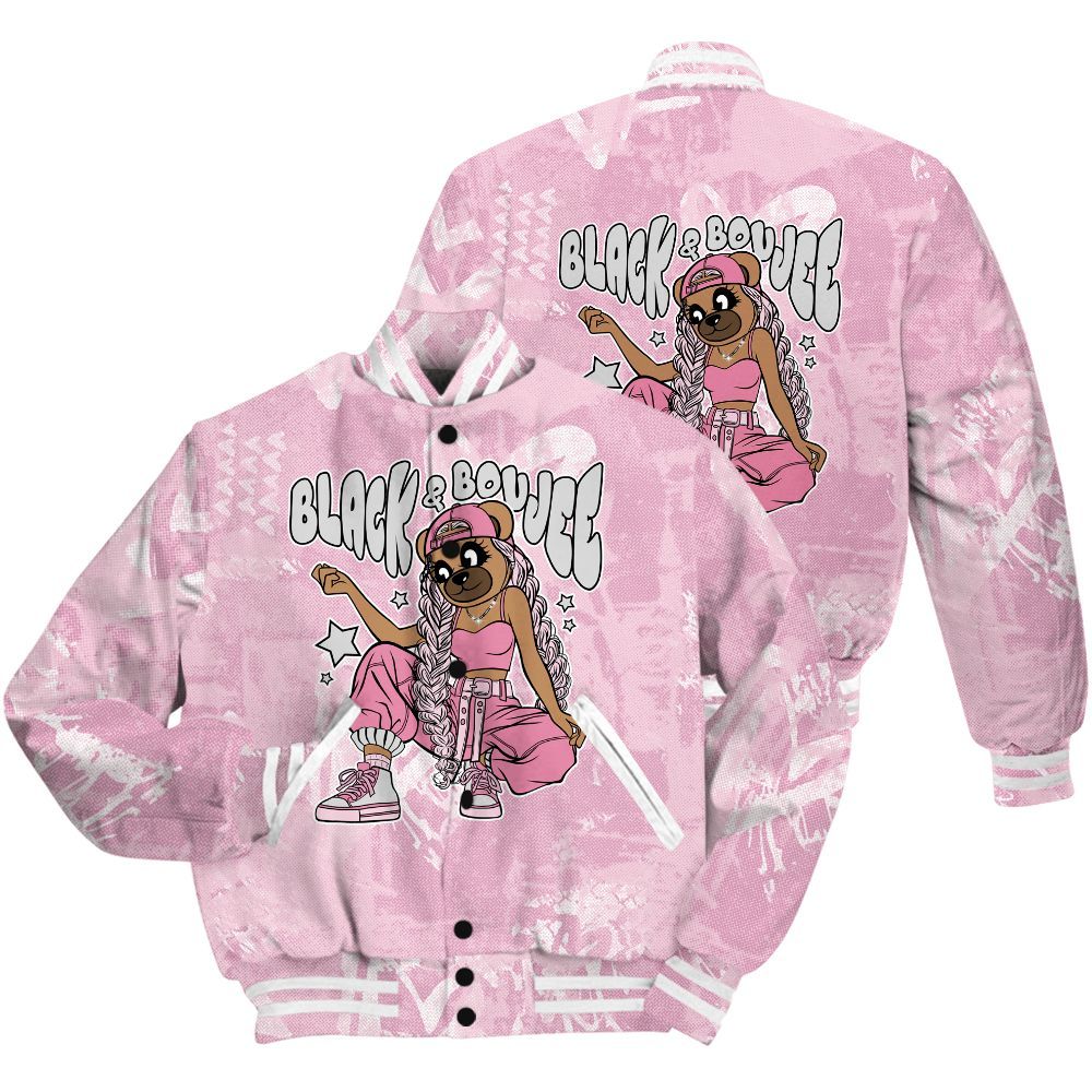 Varsity Jacket To Match Orchid 4s Shirt - Boujee Girls Bear Heart Grunge All Over Print