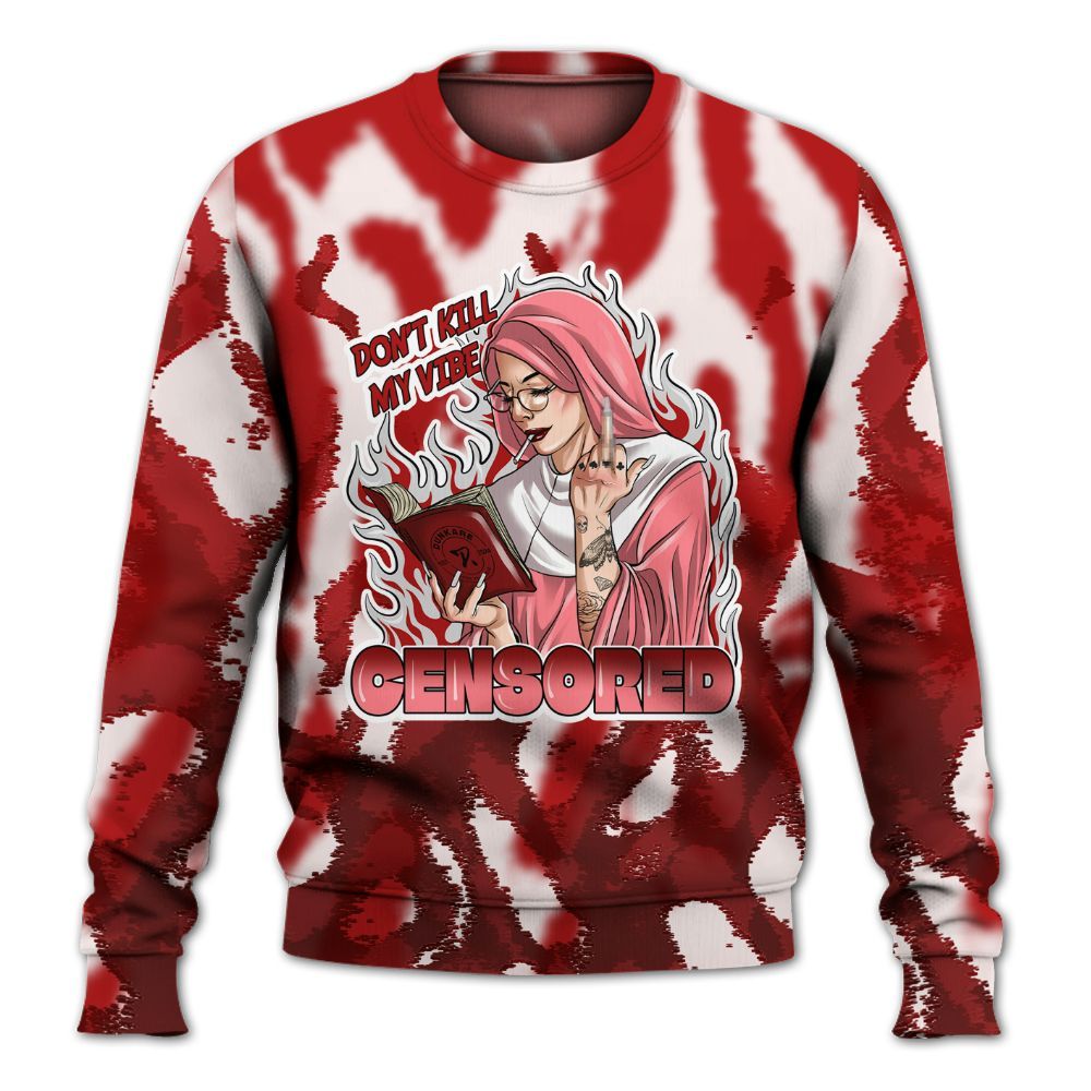 Sweatshirt To Match Red Taxi 12s - Censoredz Burn All Over Print