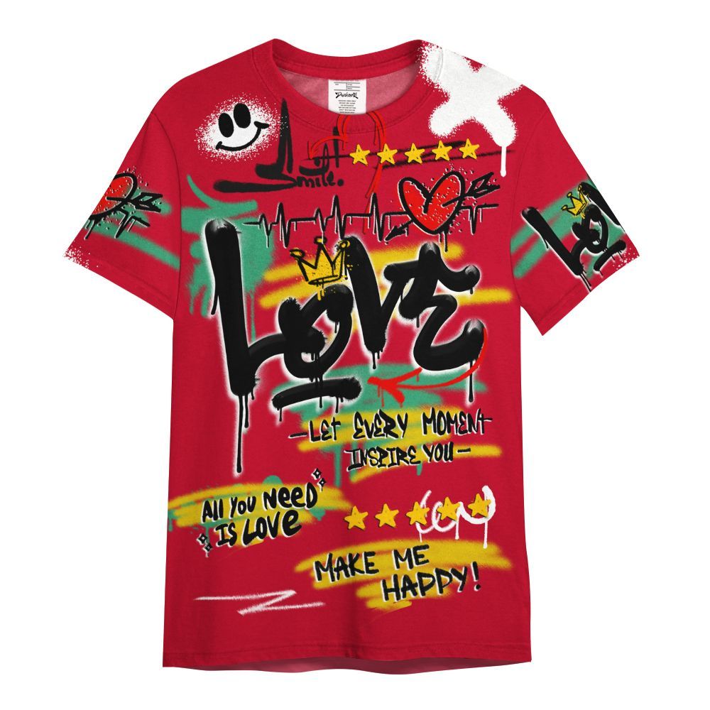 Shirt To Match Miro 7s - Happy Love Beats Graffiti Streetwear All Over Print