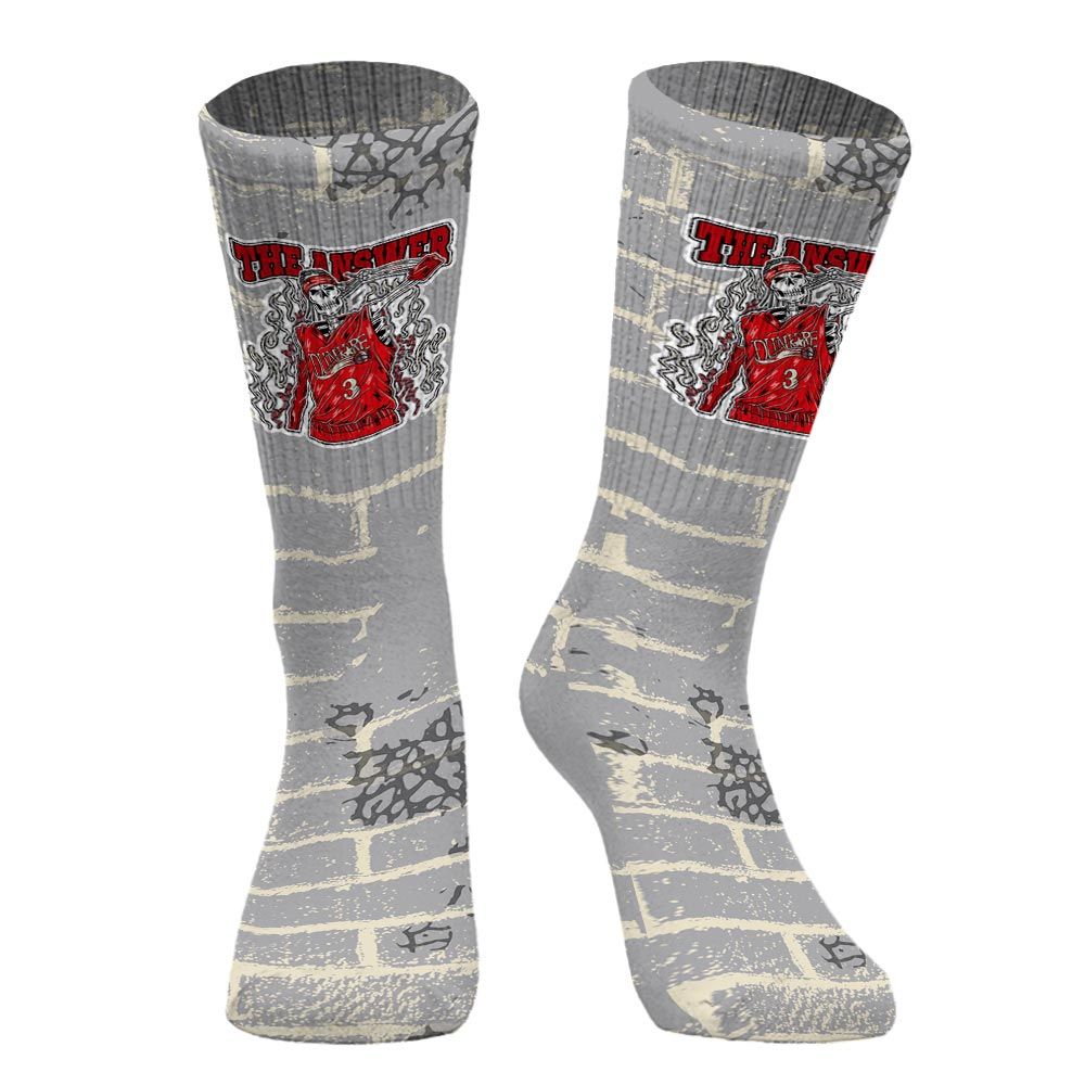 Sock To Match Cement Grey 3s - Allen Answer Skeleton Brick
