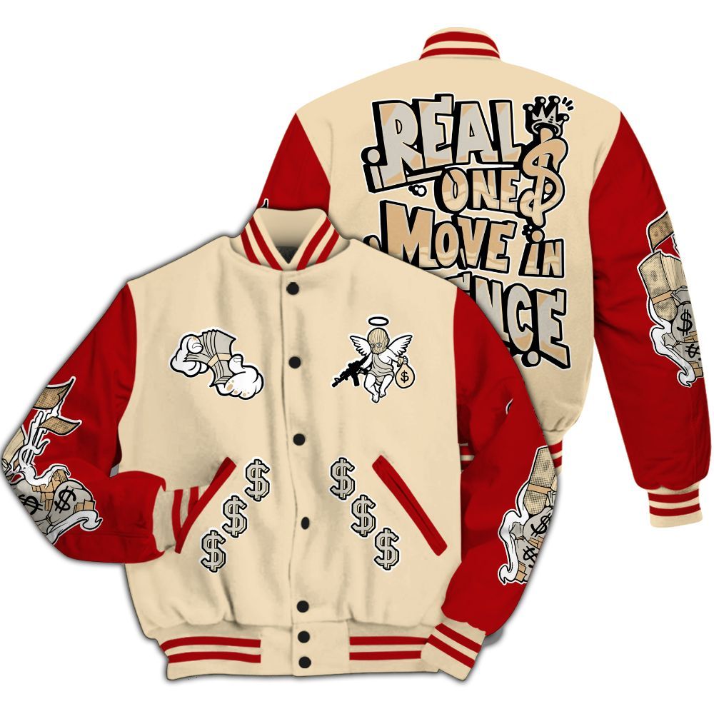 Varsity Jacket To Match Dunk Low Strawberry Waffle - Ones Move In Silence Graphic All Over Print
