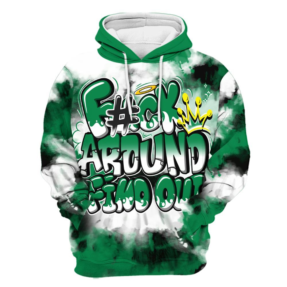 Hoodie To Match Mid Lucky Green 1s - Tie Dye FK Around Find Out All Over Print
