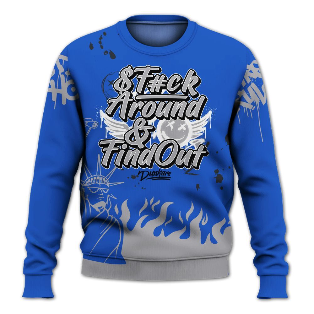 Sweatshirt To Match Retro Stealth 5s - Graphic Fck Around Find Out All Over Print