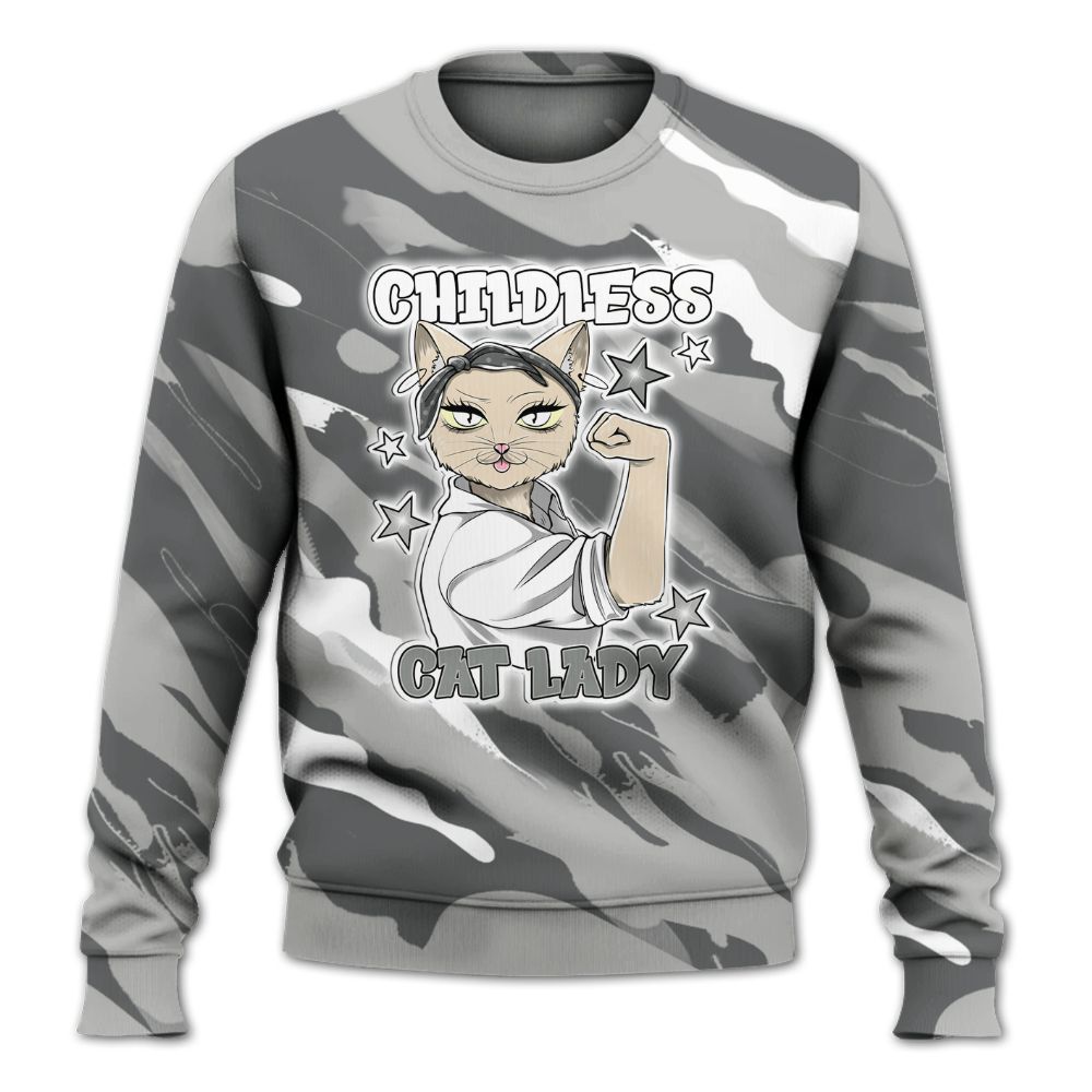 Sweatshirt To Match Retro Wet Cement 4s - Childless Kat Lady All Over Print