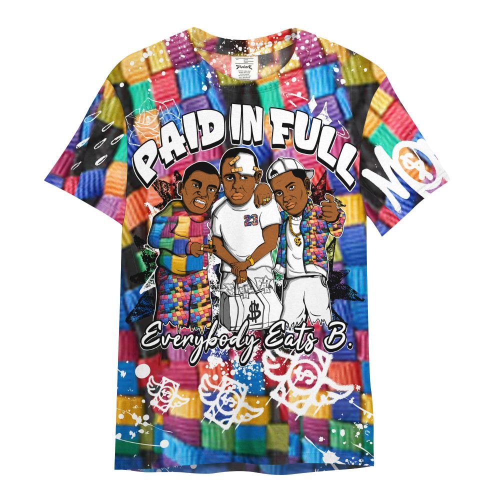 Shirt To Match Air Rainbow Weave - Everybody Paid In Full Crayon All Over Print