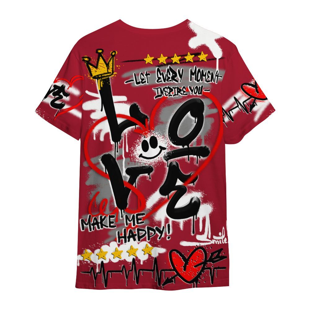 Shirt To Match High OG Black Toe Reimagined 1s - Happy Love Beats Graffiti Streetwear All Over Print