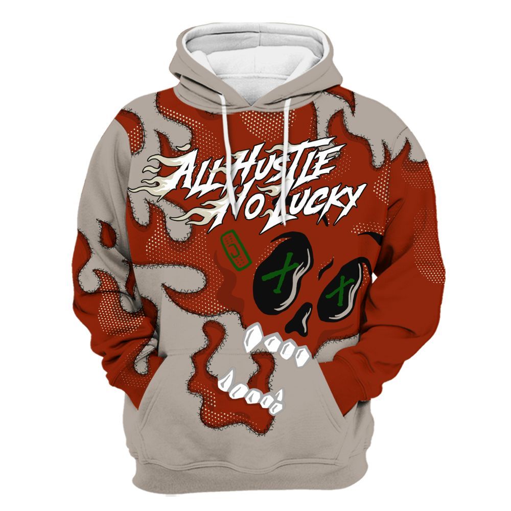 Hoodie To Match El Grito 5s - All Hustle No Lucky Skull All Over Print
