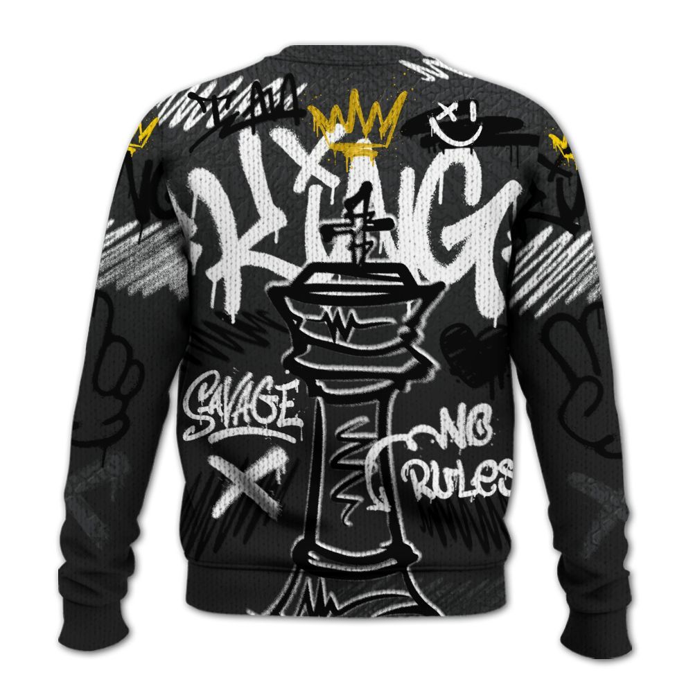Knitted Sweater To Match Black Cat 3s - Street King Chess Streetwear