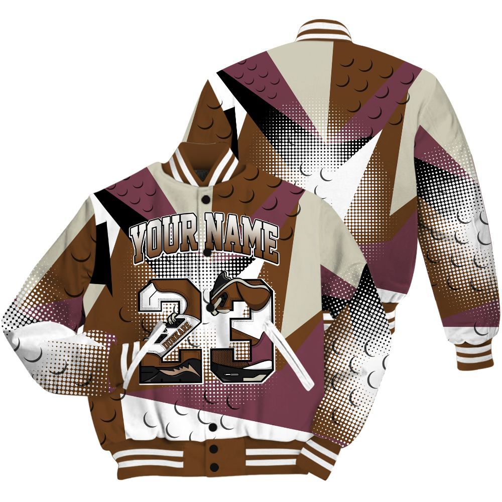 Varsity Jacket To Match Archaeo Brown 3s Shirt, Poly Custom Name Number 23 5s All Over Print