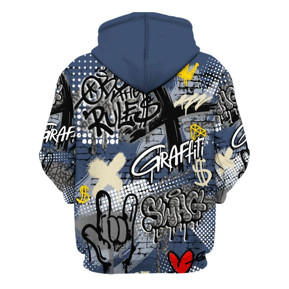 Hoodie To Match Diffused Blue 3s - True It Real Graffiti Streetwear All Over Print