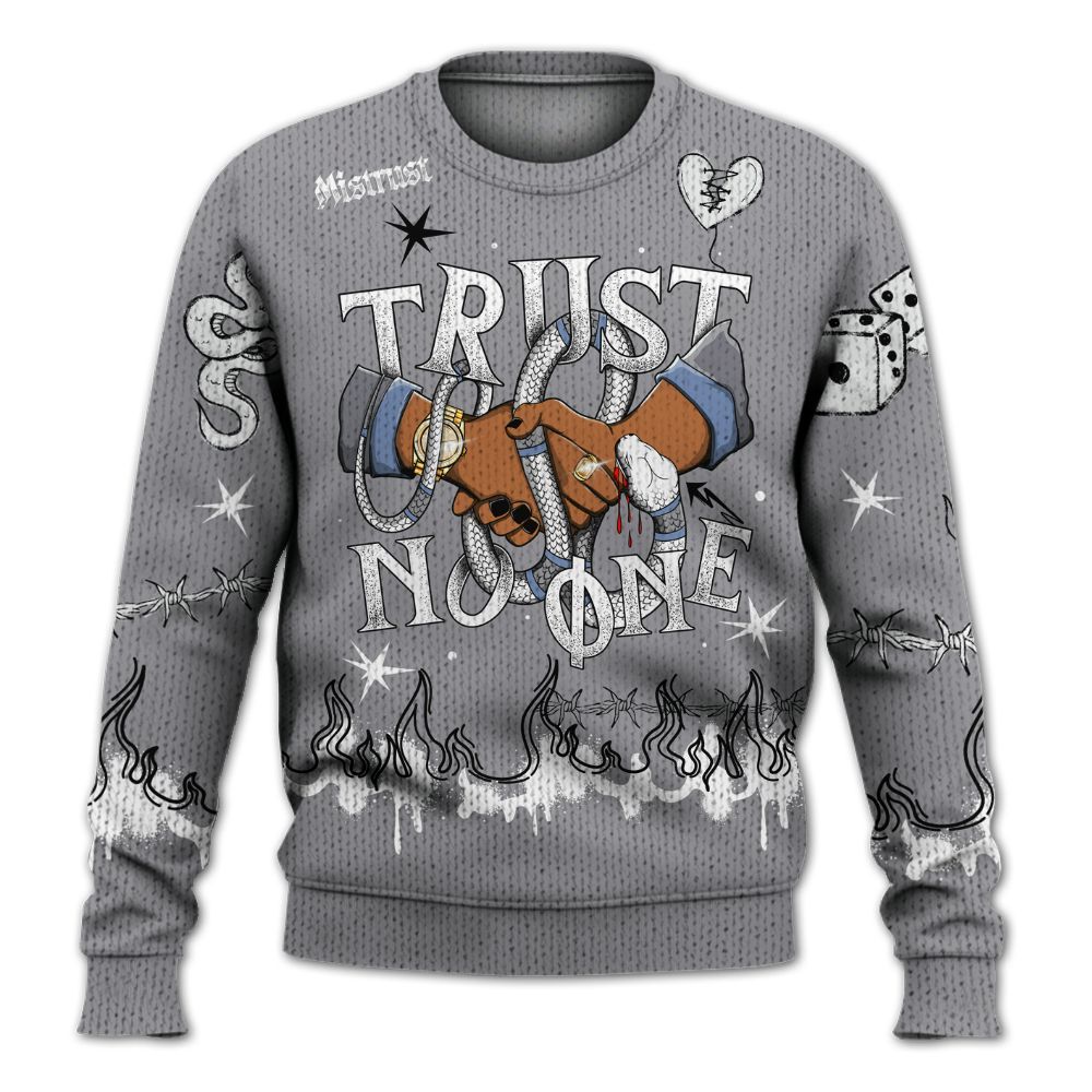 Knitted Sweater To Match Cement Grey 11s - Trust No One Snake-Bite Doodle Crayon