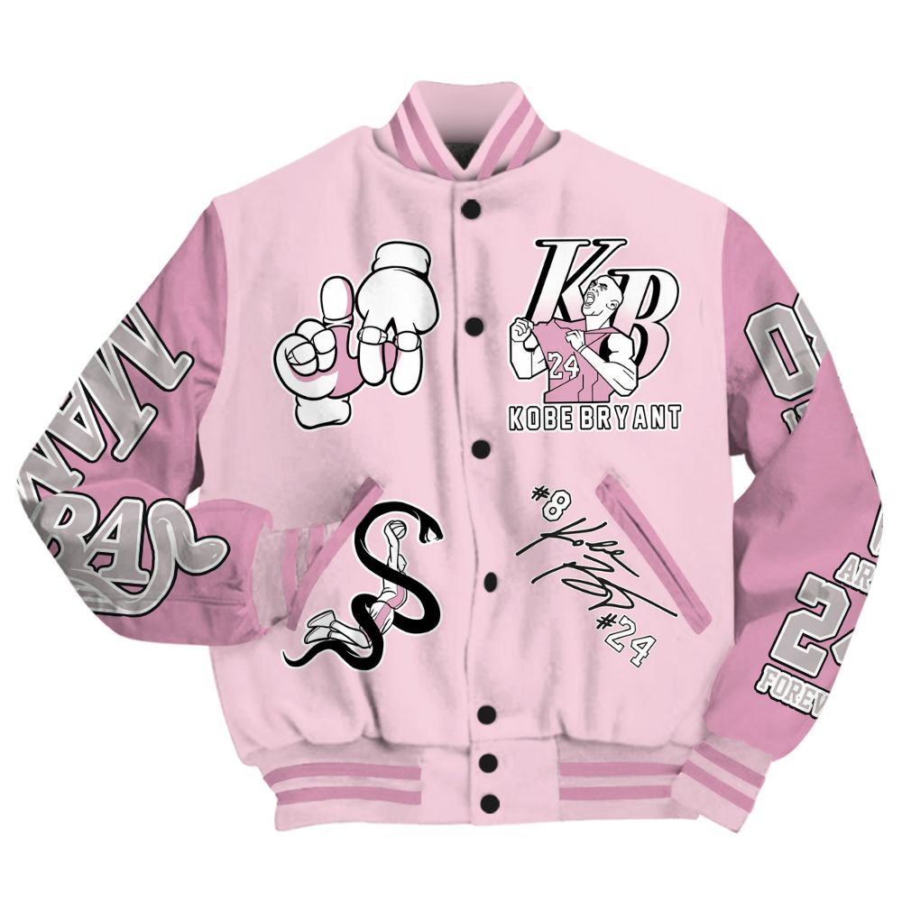 Varsity Jacket To Match Orchid 4s Shirt Varsity Jacket- Legend 24 Snake Mamba Graphic Custom Name All Over Print