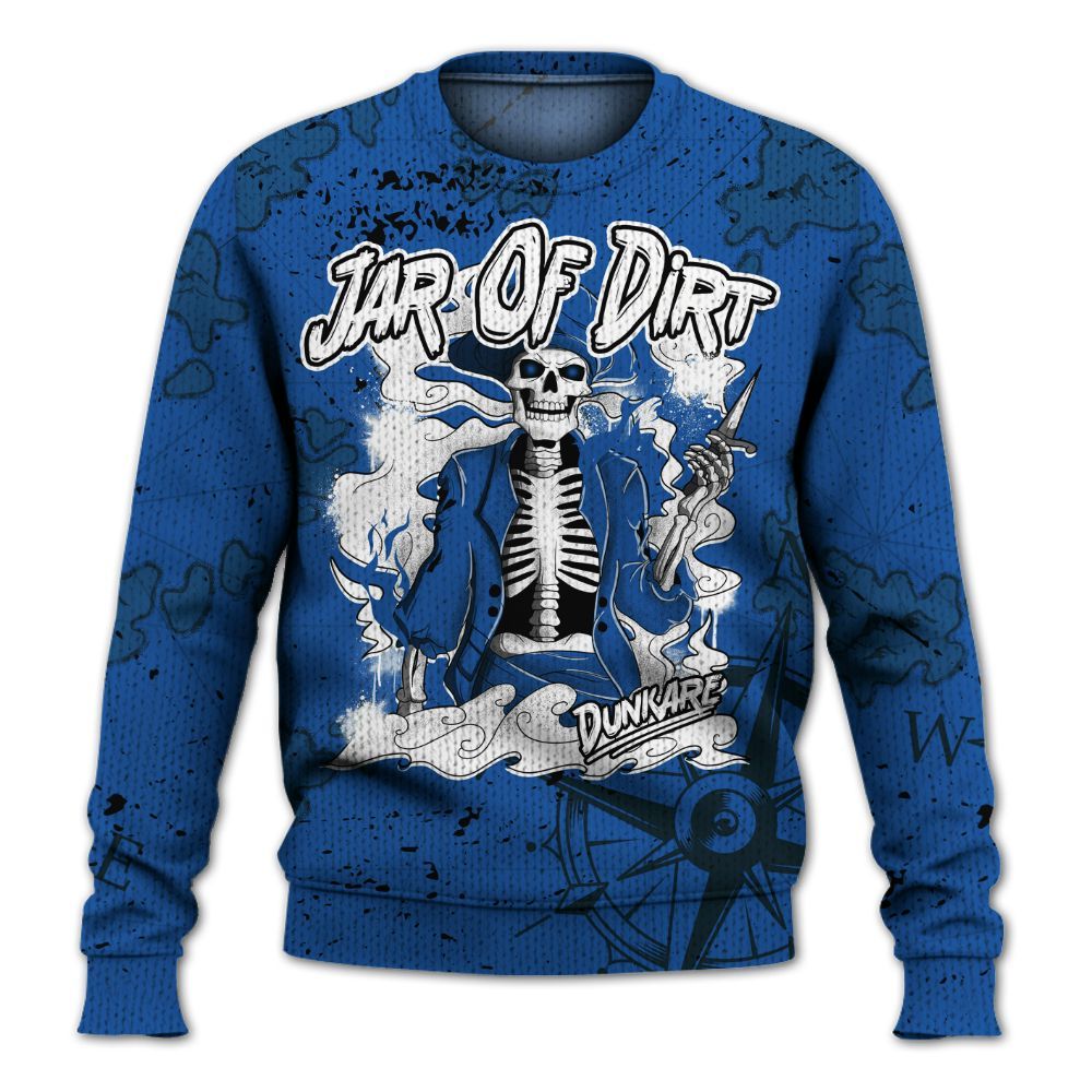 Knitted Sweater To Match Low Space Royal 11s - Skeleton Jar Of Dirt Retro