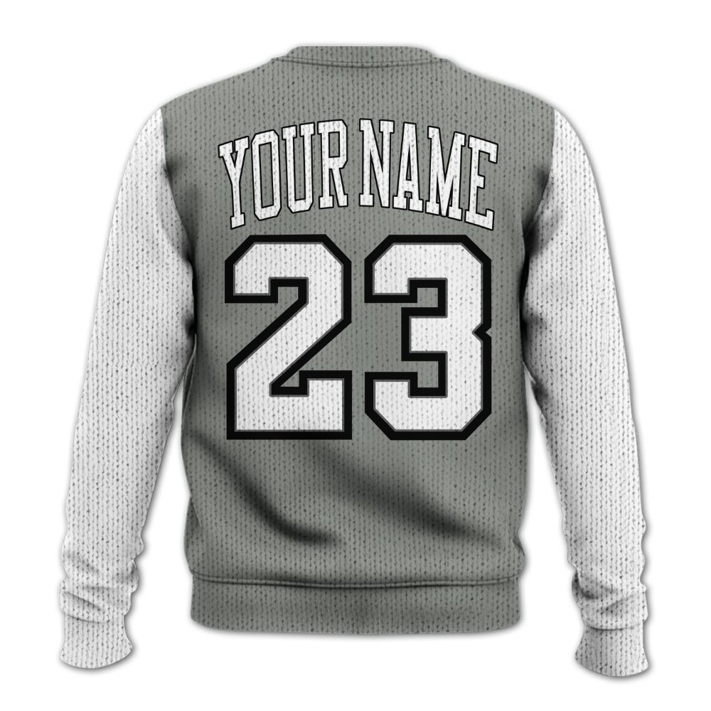Knitted Sweater To Match Paris Cement Grey 4s, Custom Name Chicago 23