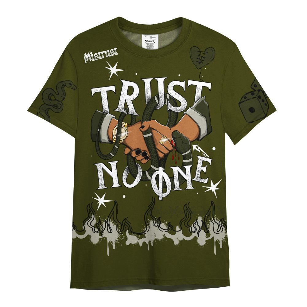 Shirt To Match Dunk Low Pale Ivory Cargo Khaki - Trust No One Snake-Bite Doodle Crayon All Over Print