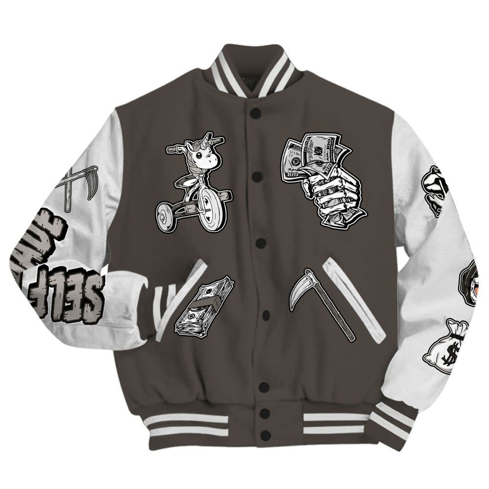 Varsity Jacket To Match Baroque Brown 12s - Self Make Skeleton All Over Print
