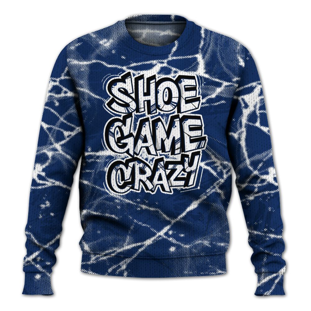 Knitted Sweater To Match High OG Deep Royal Blue 1s - Shoe Game Crazy Graphic