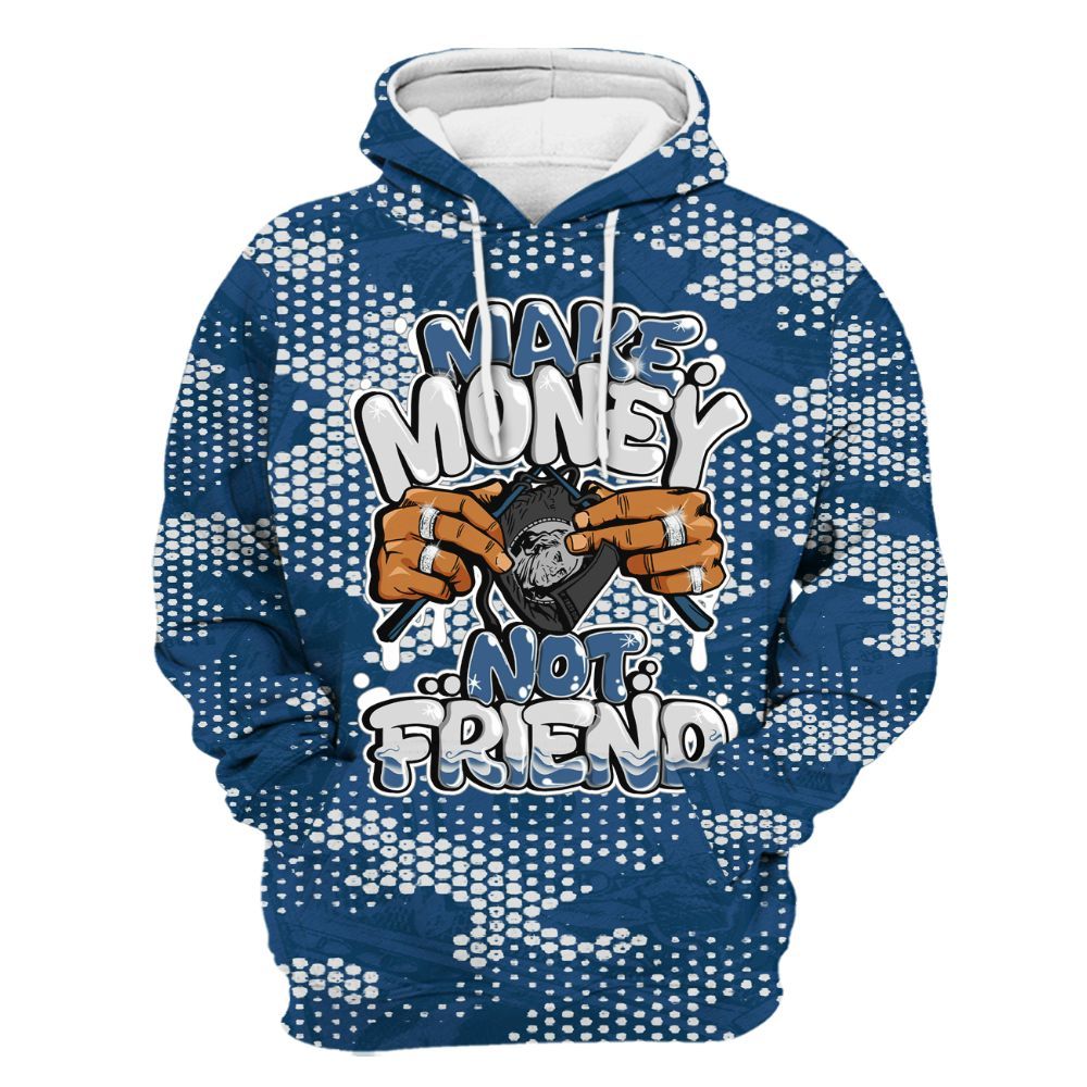 Hoodie To Match High OG Midnight Navy 1s - Make Moneys Not Friend Graphic Banknotes All Over Print