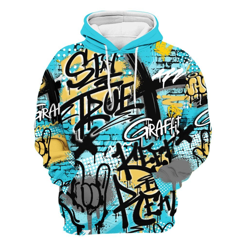 Hoodie To Match Retro Gamma Blue 11s - True It Real Graffiti Streetwear All Over Print