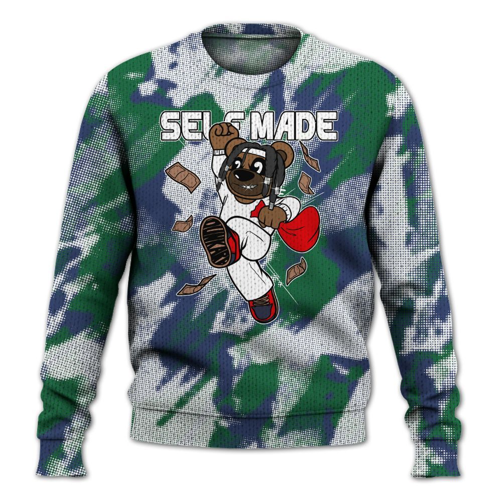 Knitted Sweater To Match Midnight Navy 13s - Autonomous Bear Abstract Halftone