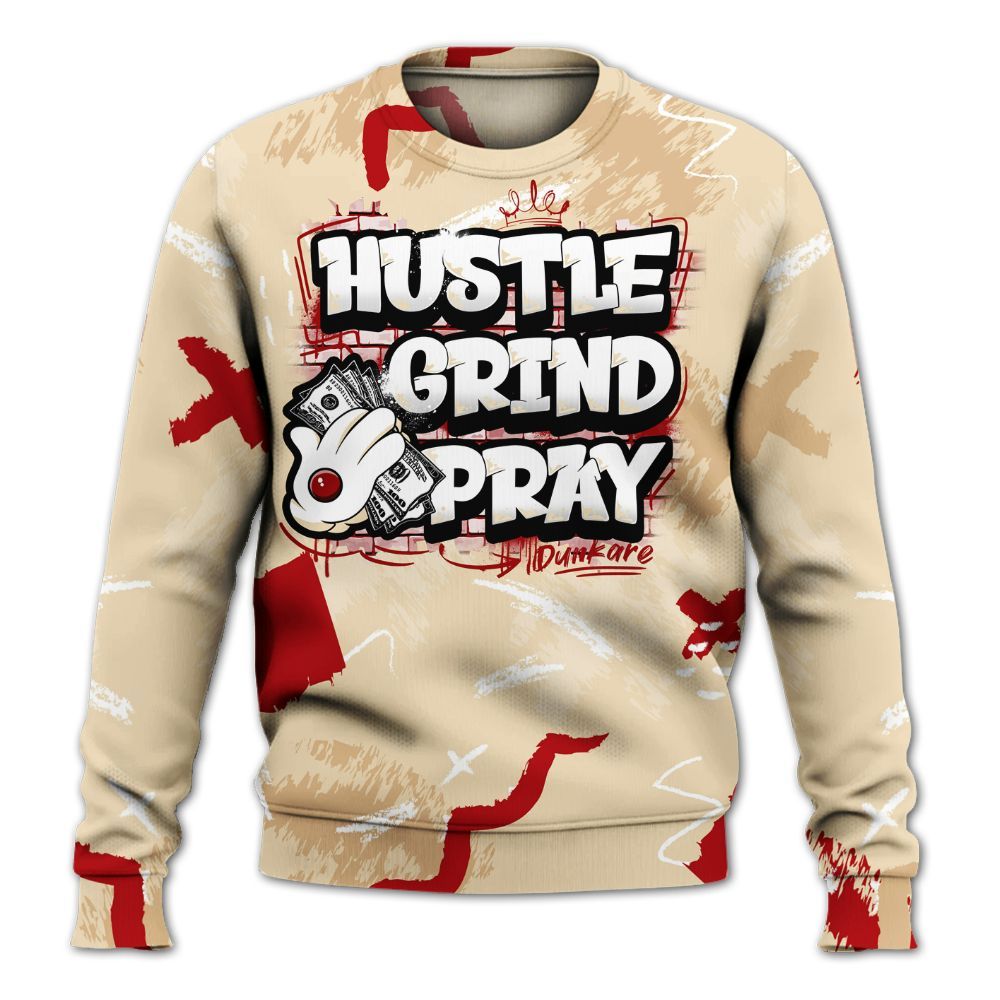 Sweatshirt To Match Dunk Low Strawberry Waffle - Hustle Grind Pray Retro All Over Print