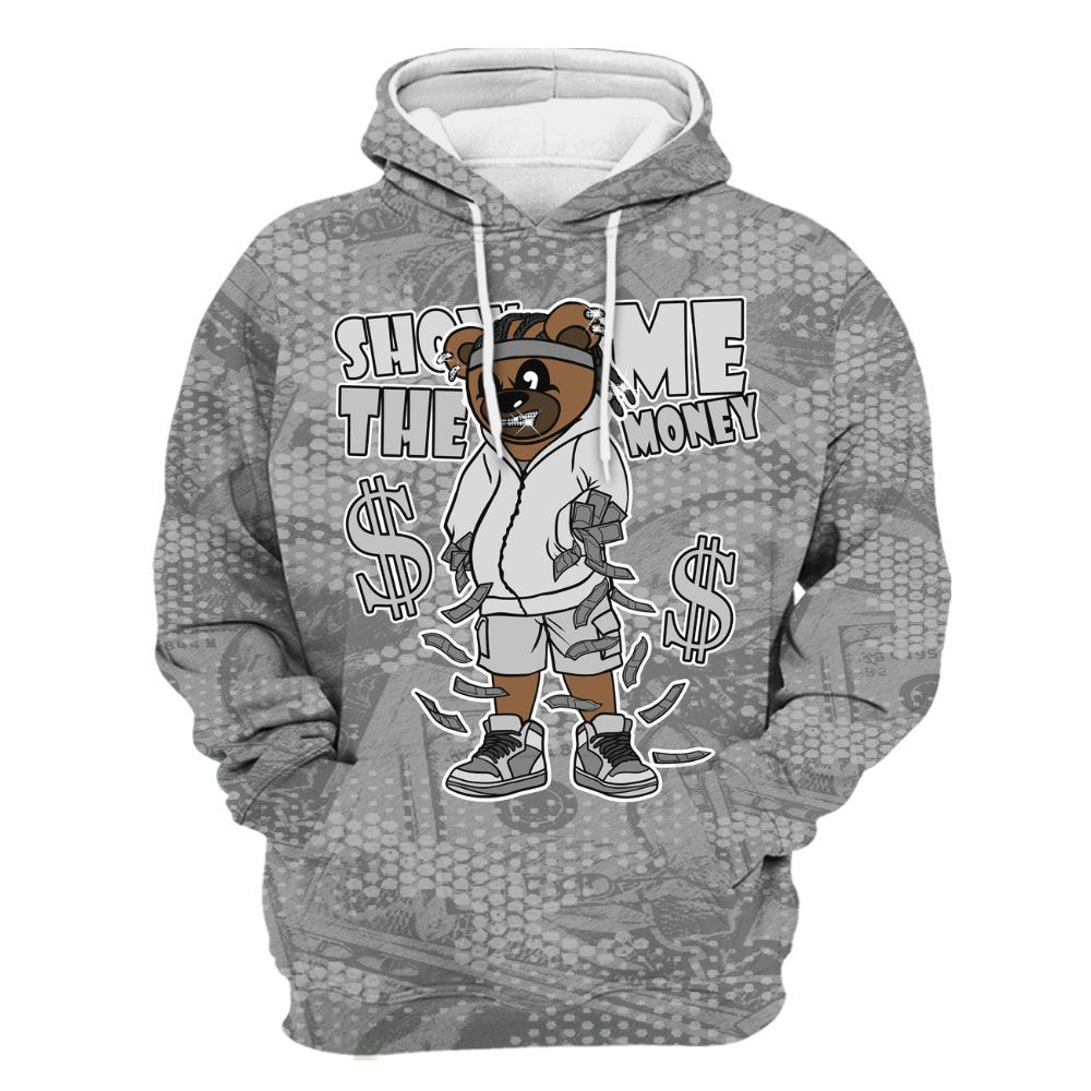 Hoodie To Match Black Wolf Grey 12s - Show Me Bear Banknotes Art All Over Print