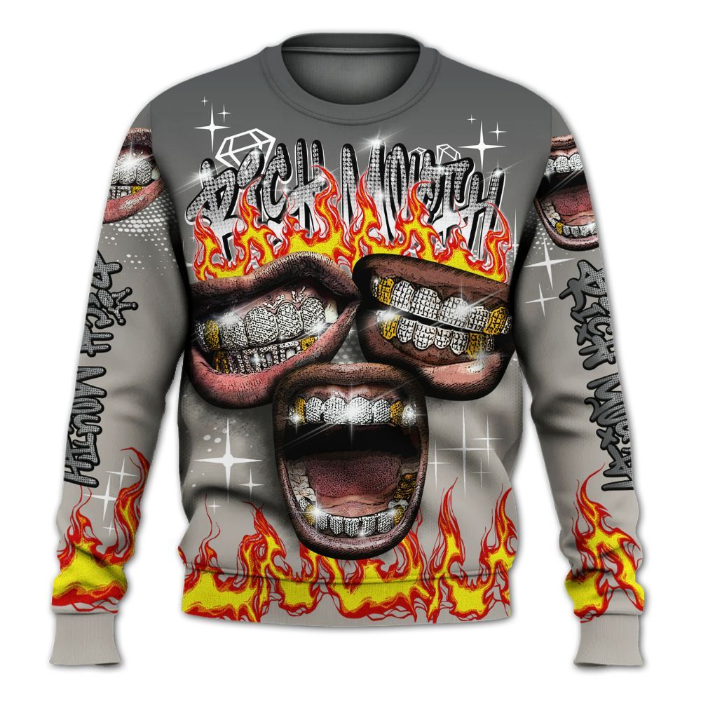 Sweatshirt To Match Dunk Low Appears Oreo - Rich Mouth Fire Rap Retro 90s All Over Print