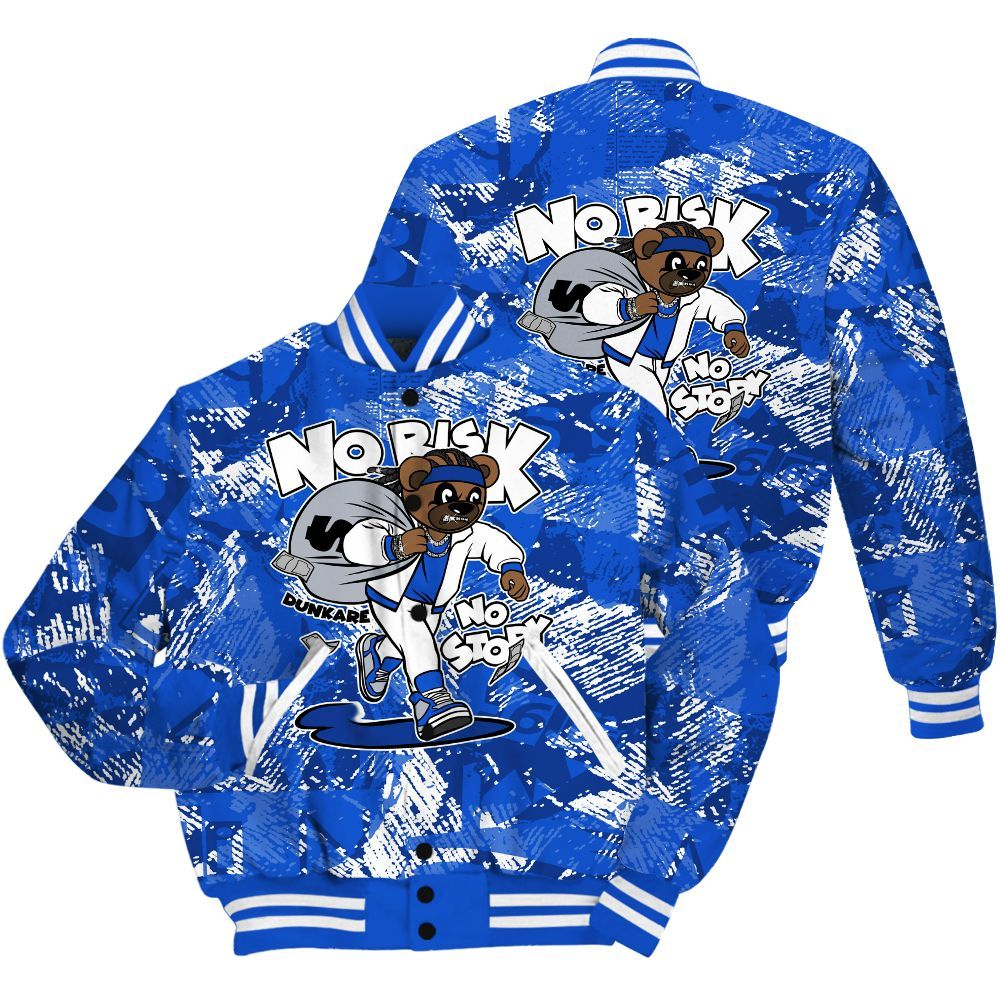Varsity Jacket To Match Air Foamposite One Royal Shirt - Certain Bear Abstract Graffiti All Over Print
