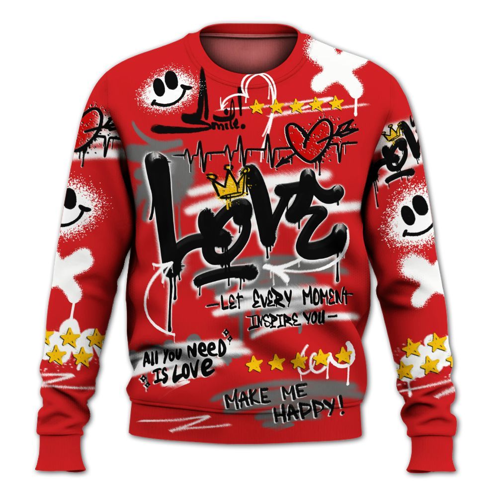Sweatshirt To Match Low Bred 11s - Happy Love Beats Graffiti Streetwear All Over Print