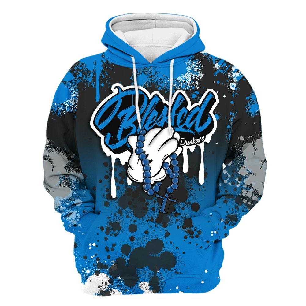 Hoodie To Match High OG FragmentxULA White Black 1s - God Blessed Ink Drip All Over Print