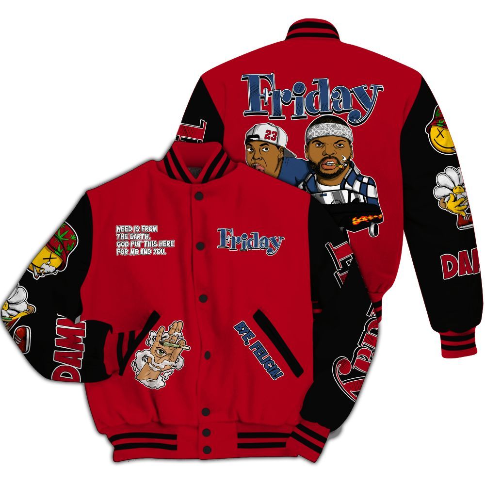 Varsity Jacket To Match Air Griffey Max Black Red Navy Blue 1s - Friday Sneaker Stress Style All Over Print
