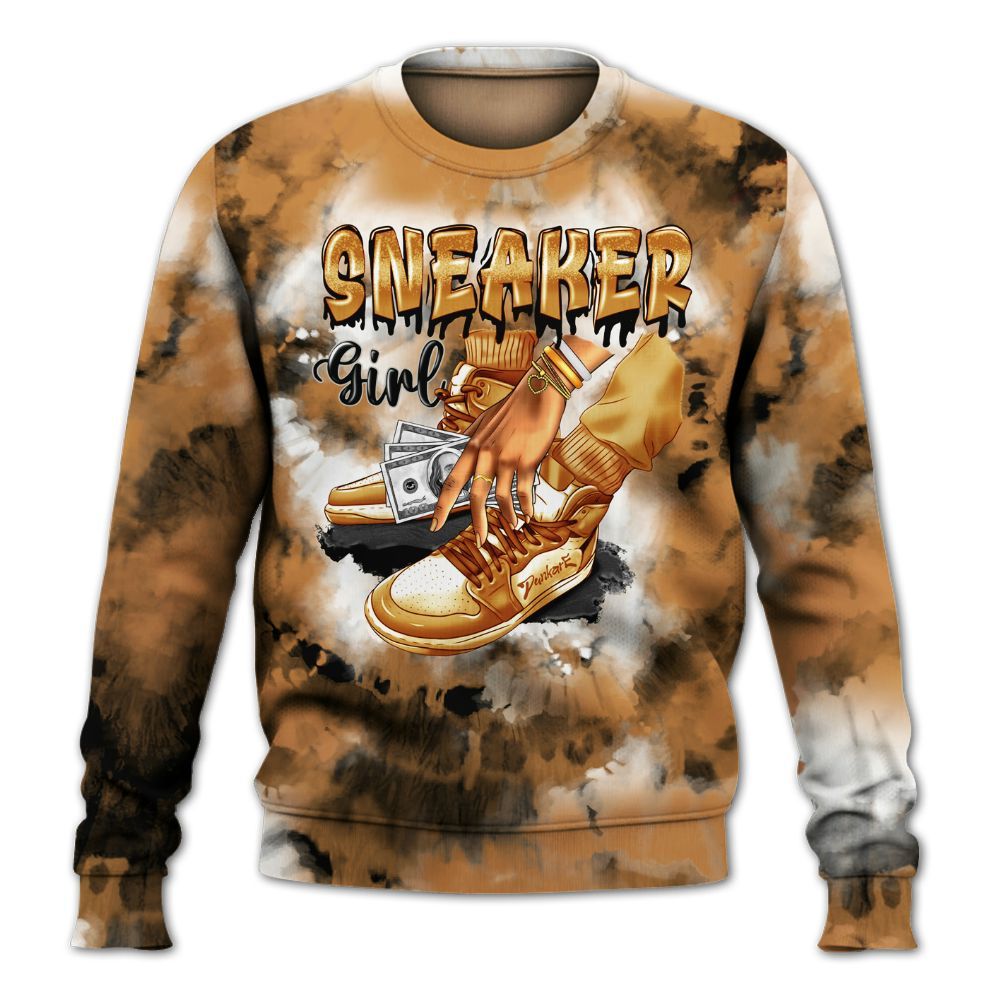 Sweatshirt To Match Dunk Low Nature Wheat Suede - SNEAKER Girl Money Drip Tie Dye All Over Print