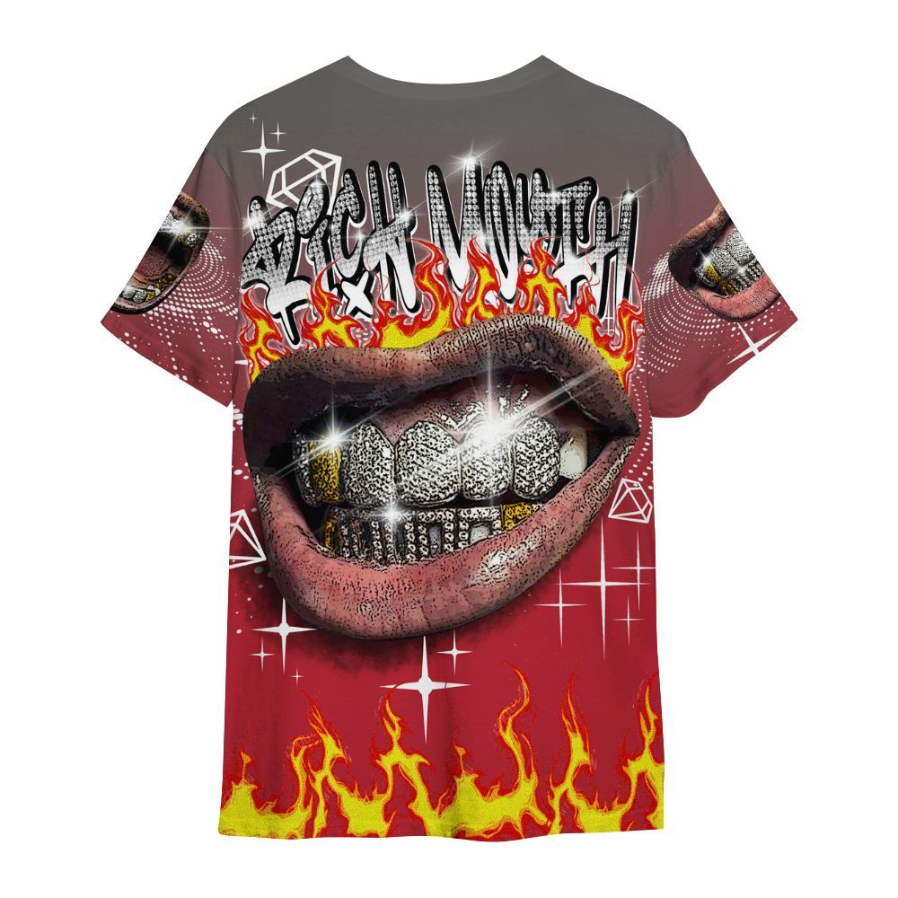 Shirt To Match Red Flint 13s - Rich Mouth Fire Rap Retro 90s All Over Print