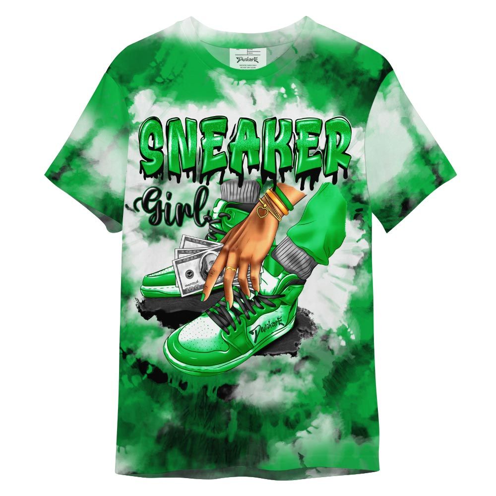 Shirt To Match Shirt Streetwear SNEAKER Girl Money Drip Tie Dye, Lucky Green 5s T-- To Match Sneaker Lucky Green 5s Graphic Tee NCT