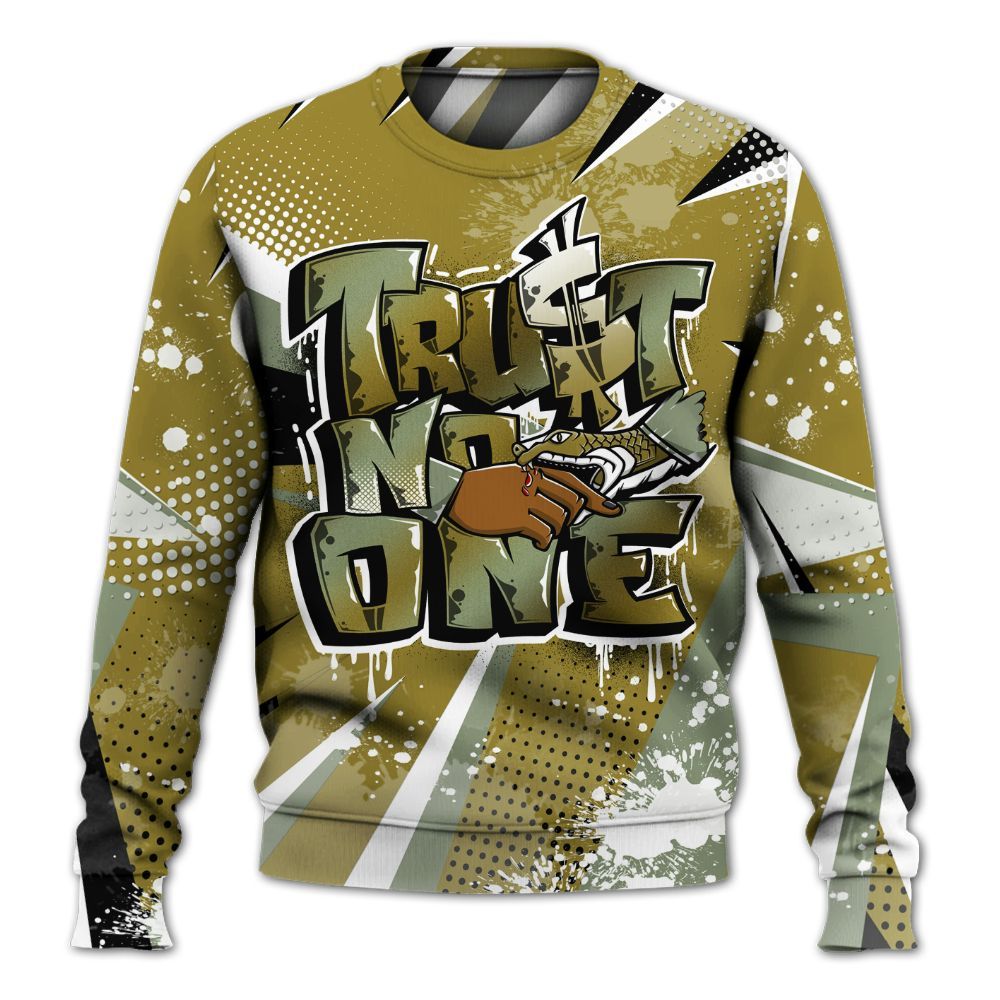 Sweatshirt To Match Air Flightposite Metallic Gold - Poly Trust No One Dripping All Over Print