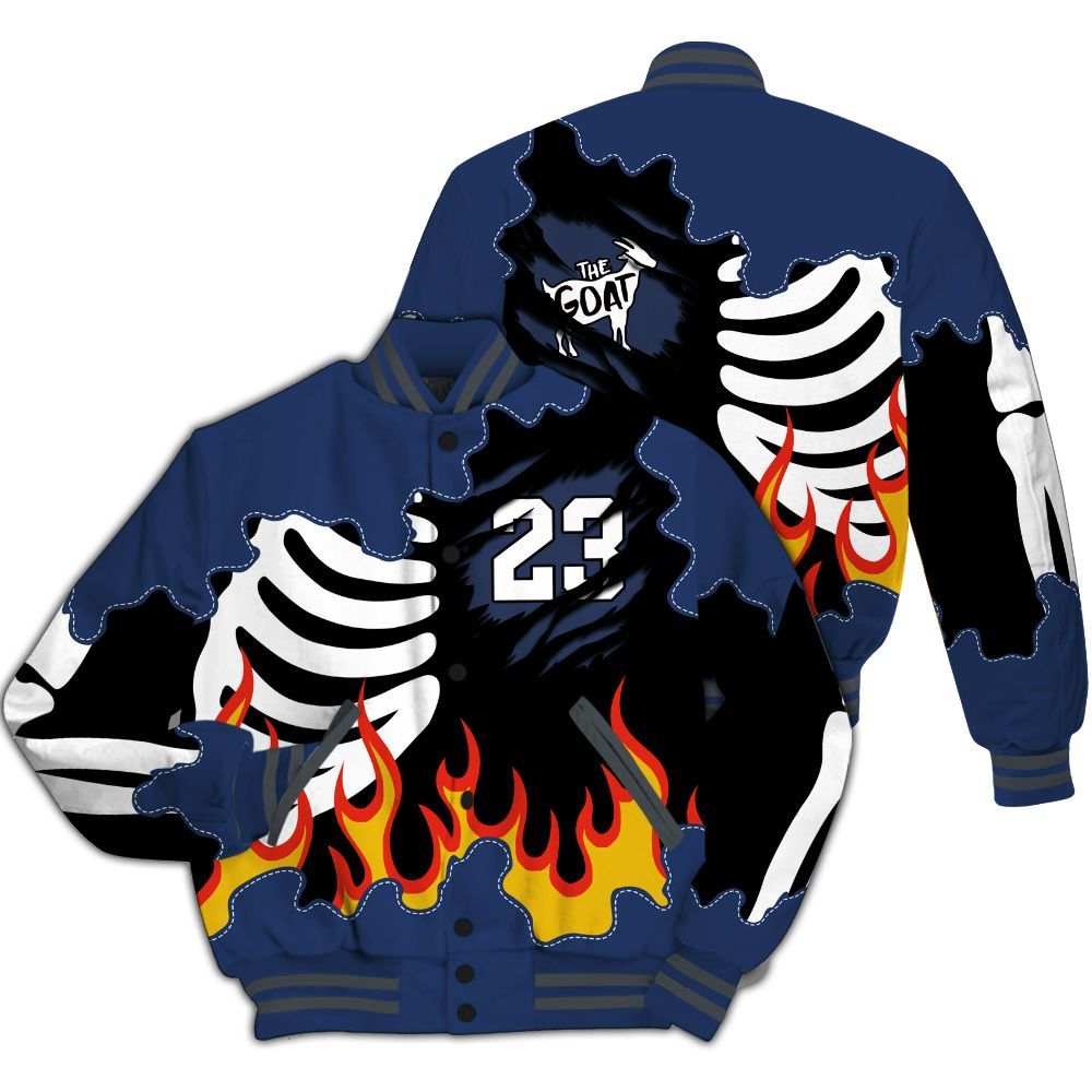 Varsity Jacket To Match Retro Flint 13s - Burning Skeleton 23 G.O.A.T All Over Print